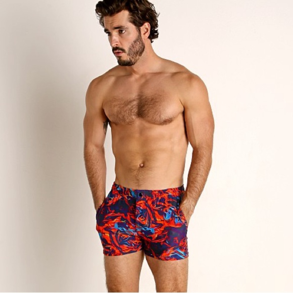 LASC Malibu Swim Shorts Flaming Orange Men’s Size XL NWT